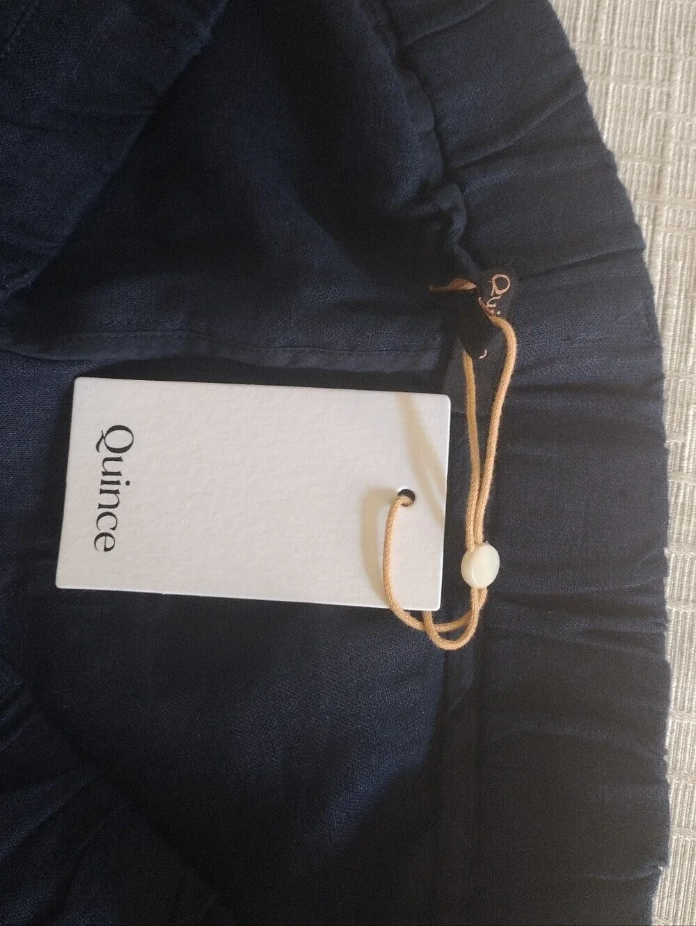 Quince Navy Blue Cropped Linen Pull On Pants Euro Summer Coastal Classic size L
